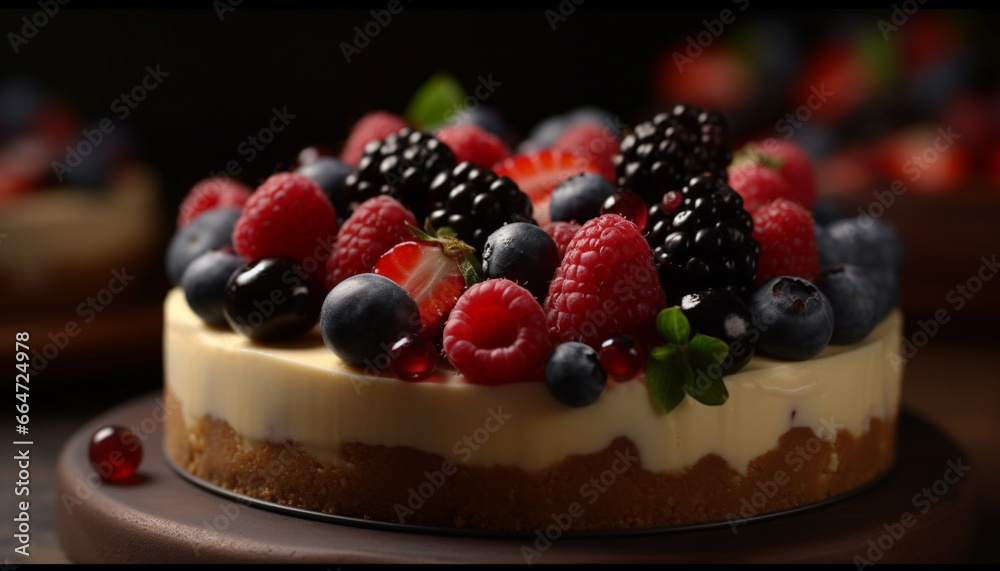 Freshness and sweetness on a plate, a berry gourmet indulgence generated by AI