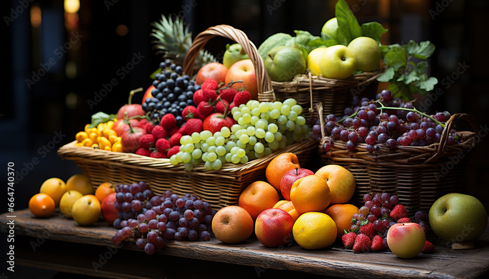 Freshness and variety in a healthy eating bowl of organic fruit generated by AI