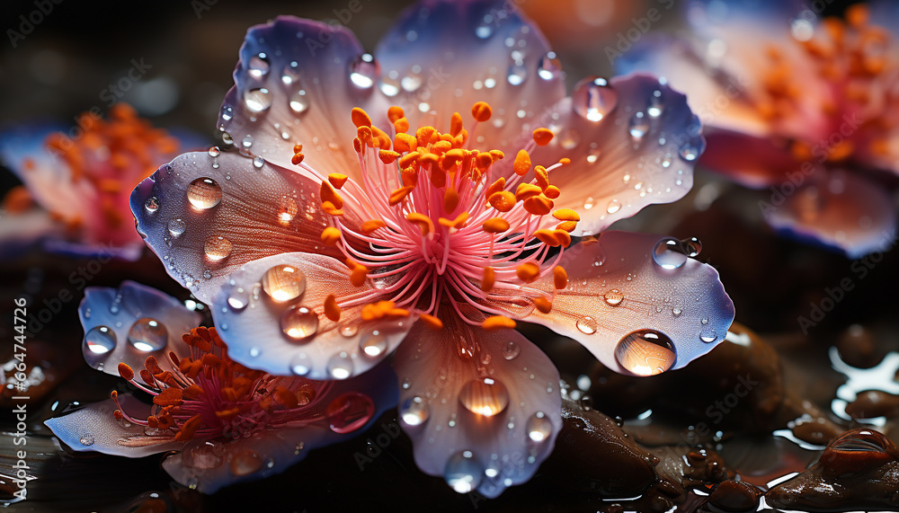 Freshness and beauty in nature  a vibrant purple daisy blossom generated by AI