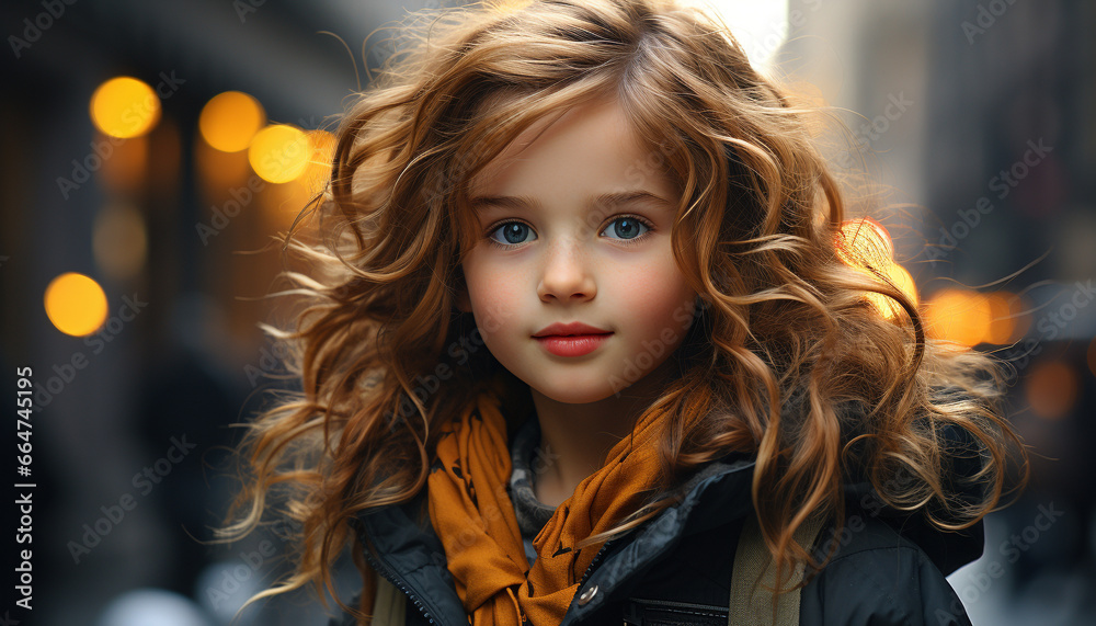 Smiling caucasian women, cheerful and cute, looking at camera happily generated by AI