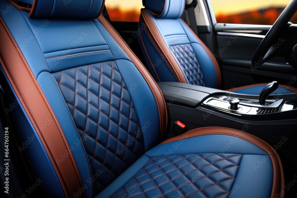 Luxury car seats, Color is dark blue.