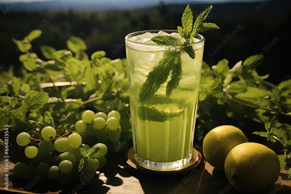 Fresh Green Pepper Mint Beverage, Refreshment, Summer, Natural Environment.