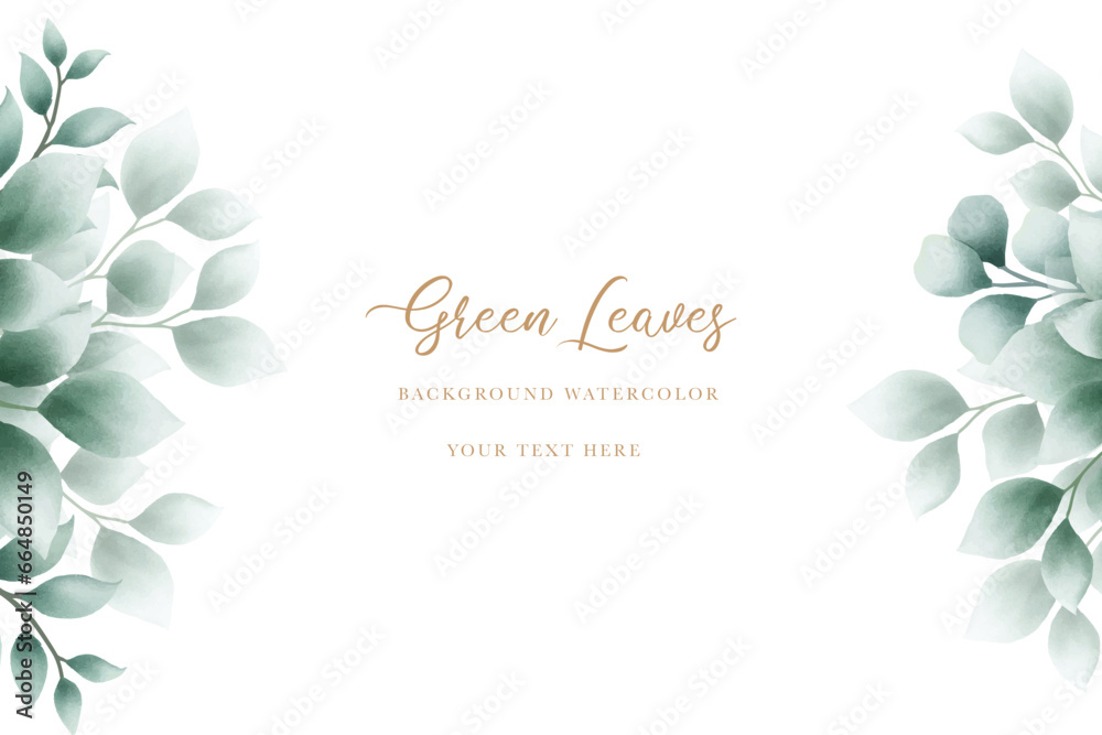 watercolor green leaves background