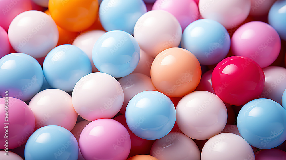 Pastel colored balls background. Abstract cute backdrop. Generative AI