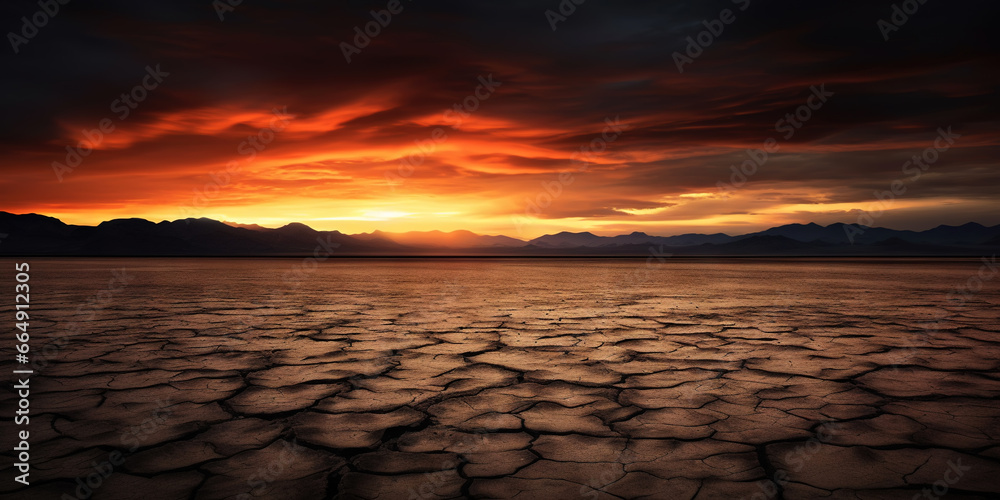 Dramatic sky over desert. Dark clouds over sand dunes. Generative AI