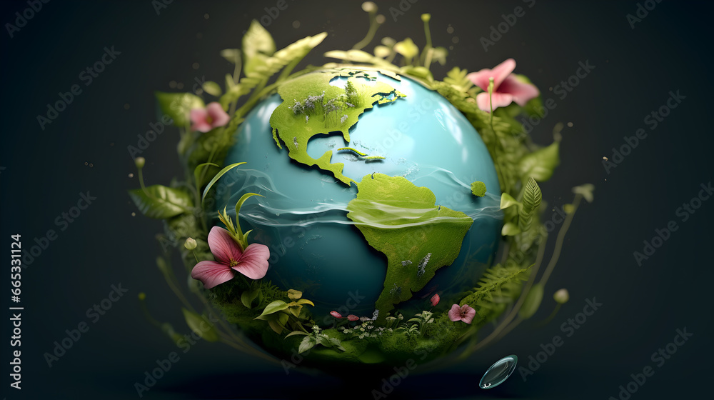 World environment and earth day concept with globe, nature and eco friendly environment