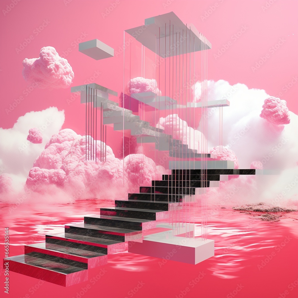 A staircase surreal geometric ,  abstract creation