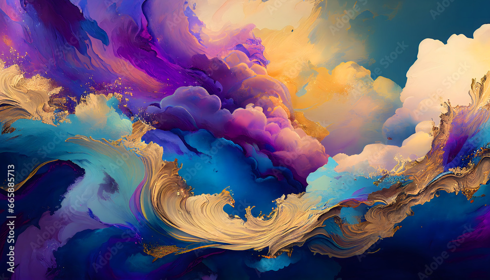 Colorful swirling dreams. Cloud background with abstract movement. Vision of beauty and imagination. Sky full of wonder and fantasy,Colorful cloud sea texture and pattern