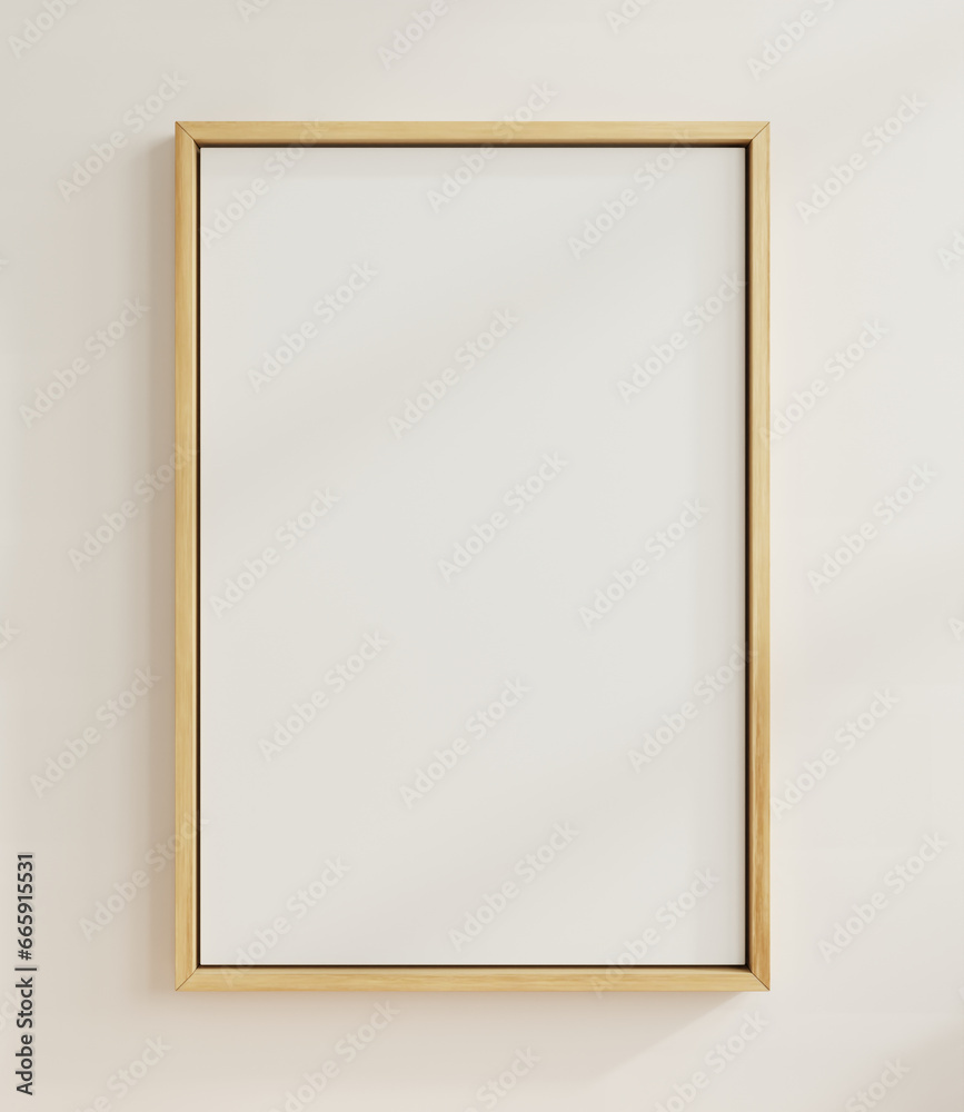 Poster mockup with vertical wooden frame