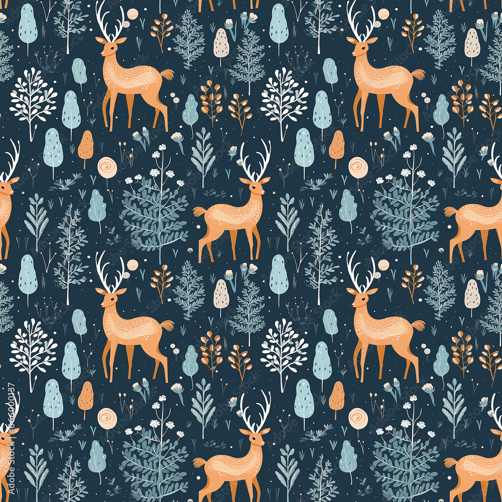 christmas deer. Seamless pattern.