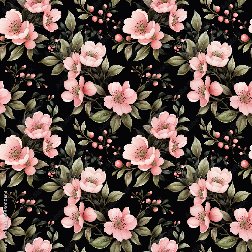 A Flawless Watercolor Floral Pattern Pink Blush Flowers