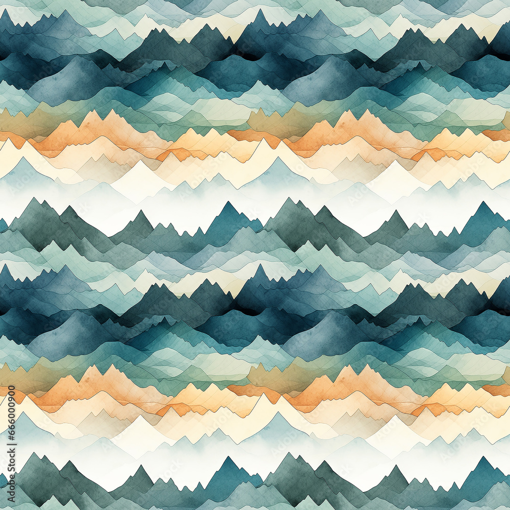 watercolor mountains background. Seamless pattern.