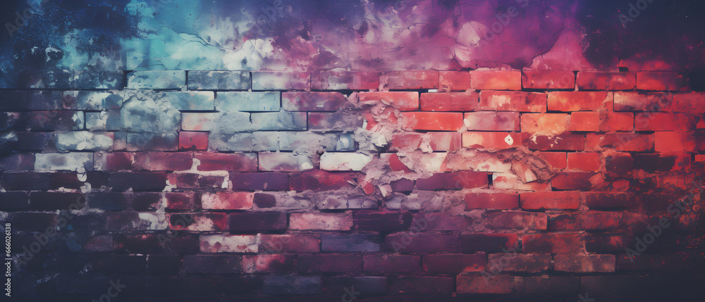 brick wall with neon effect, abstract background