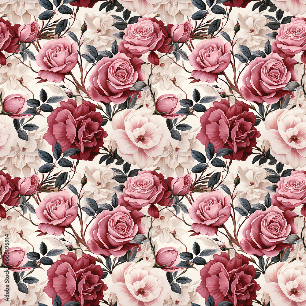 rose watercolor flower Seamless pattern.