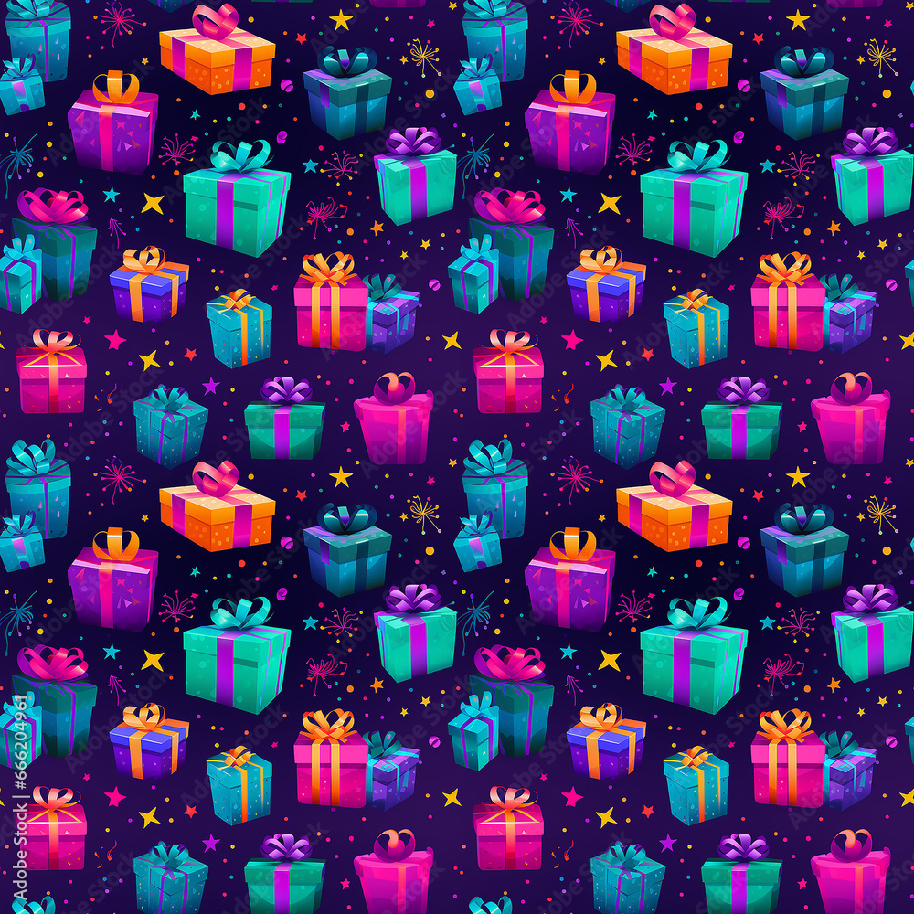 colorful vibrant gifts. Seamless pattern.