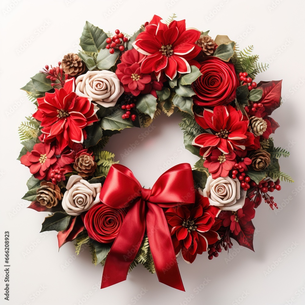 Christmas wreath on a white background. Christmas celebration