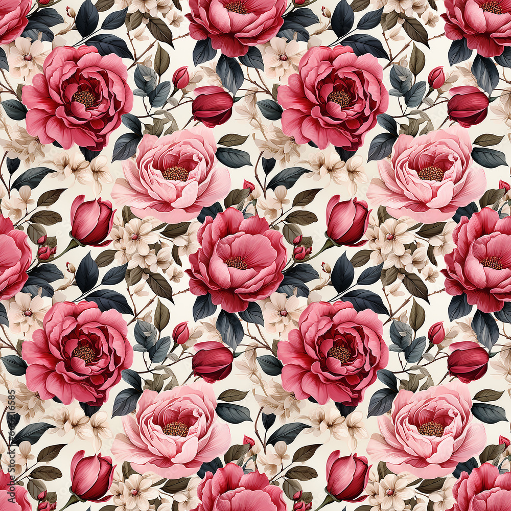 rose watercolor flower Seamless pattern.