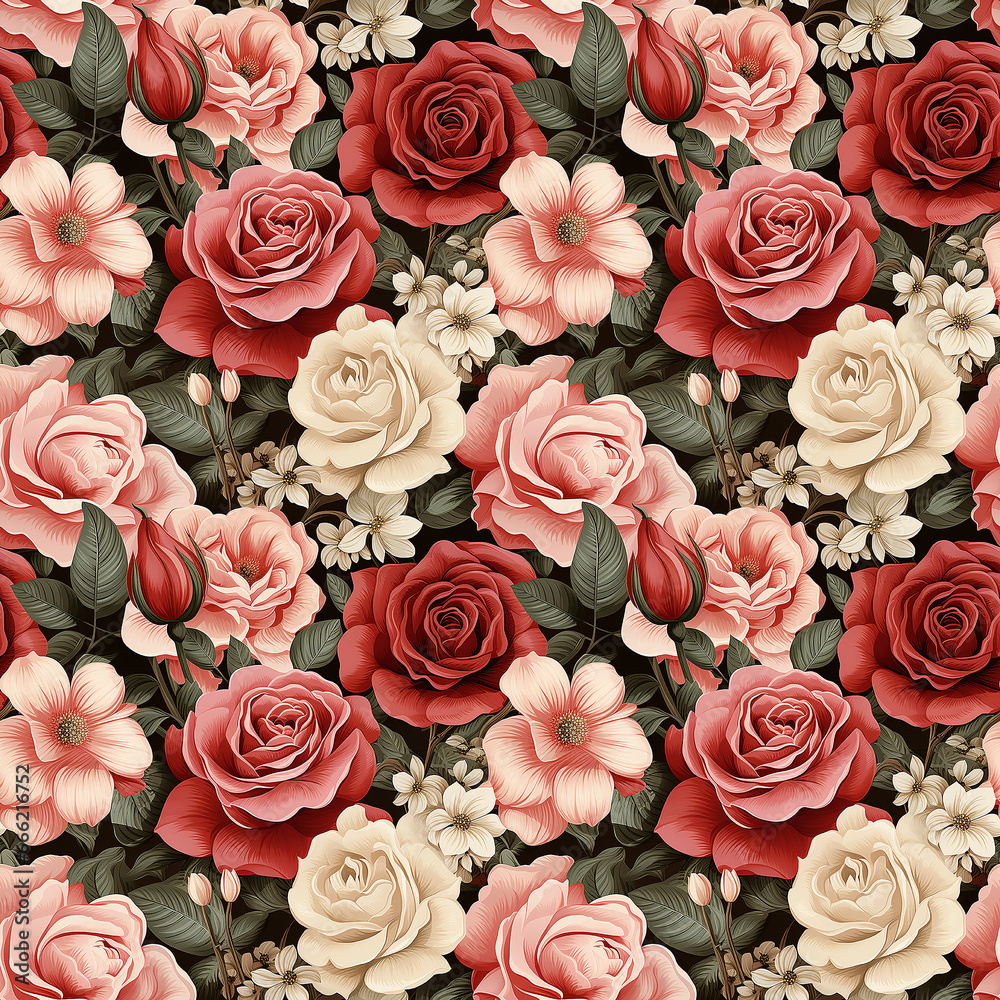 rose watercolor flower Seamless pattern.