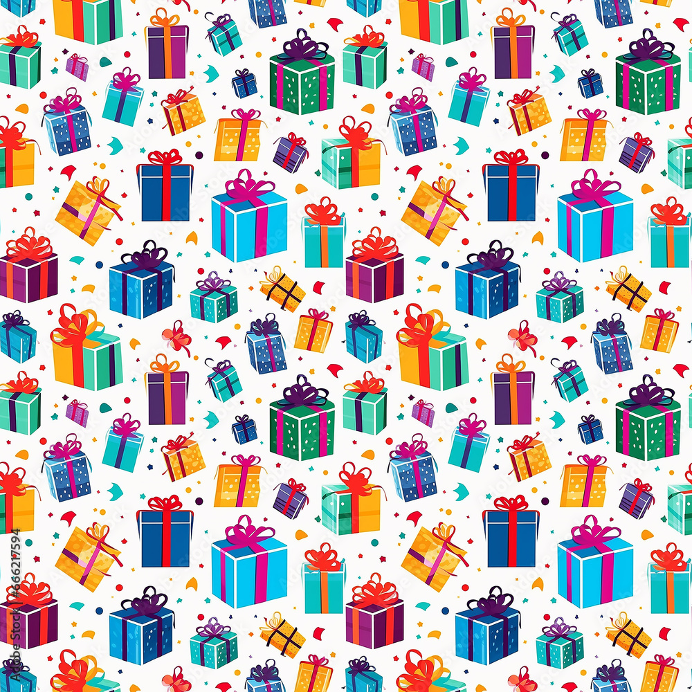 colorful vibrant gifts. Seamless pattern.