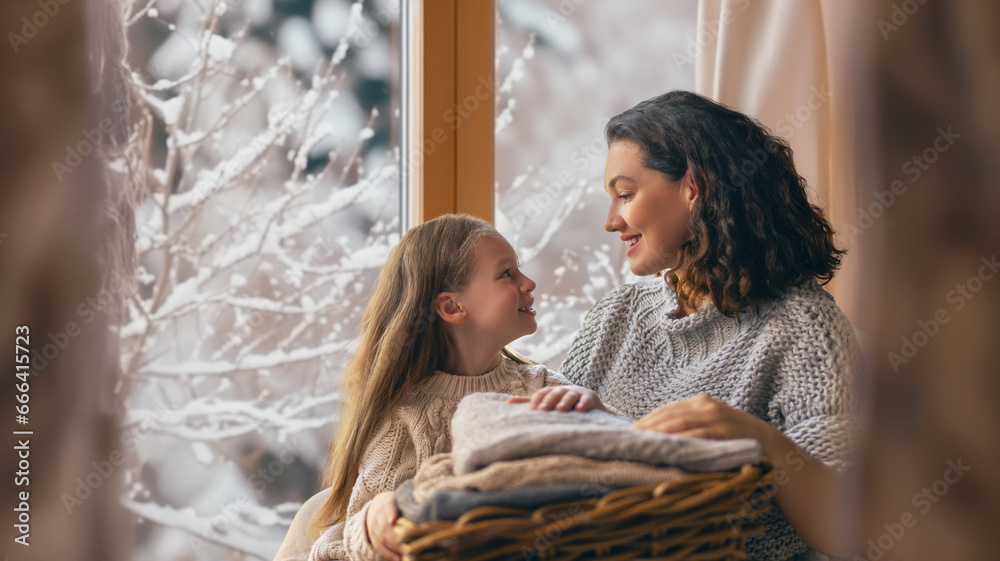 Winter portrait of family