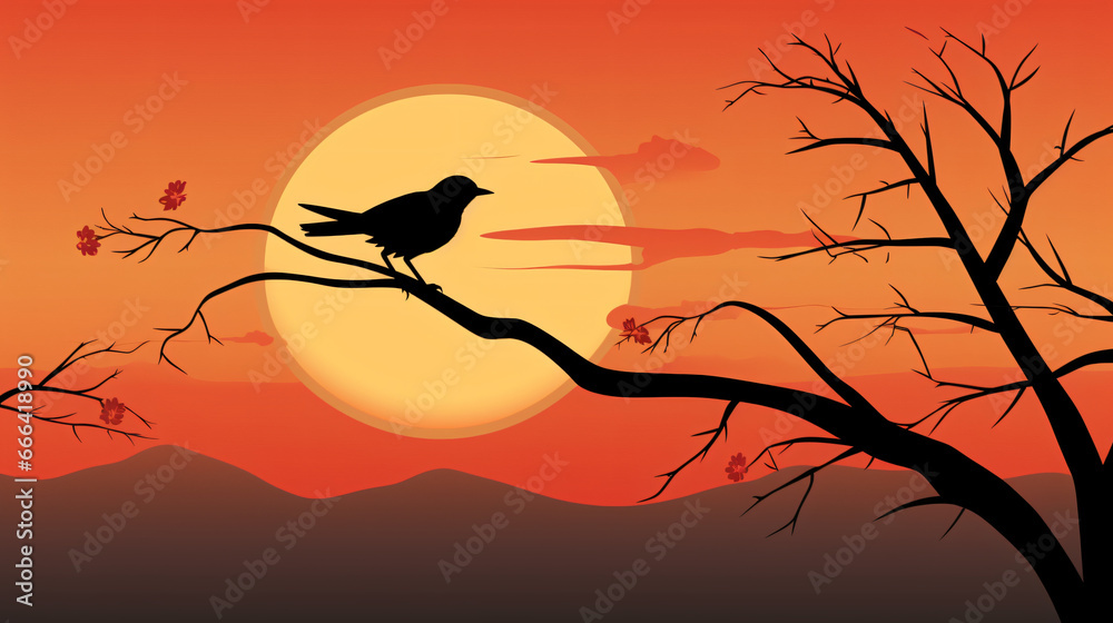 Illustration of a silhouette of a bird