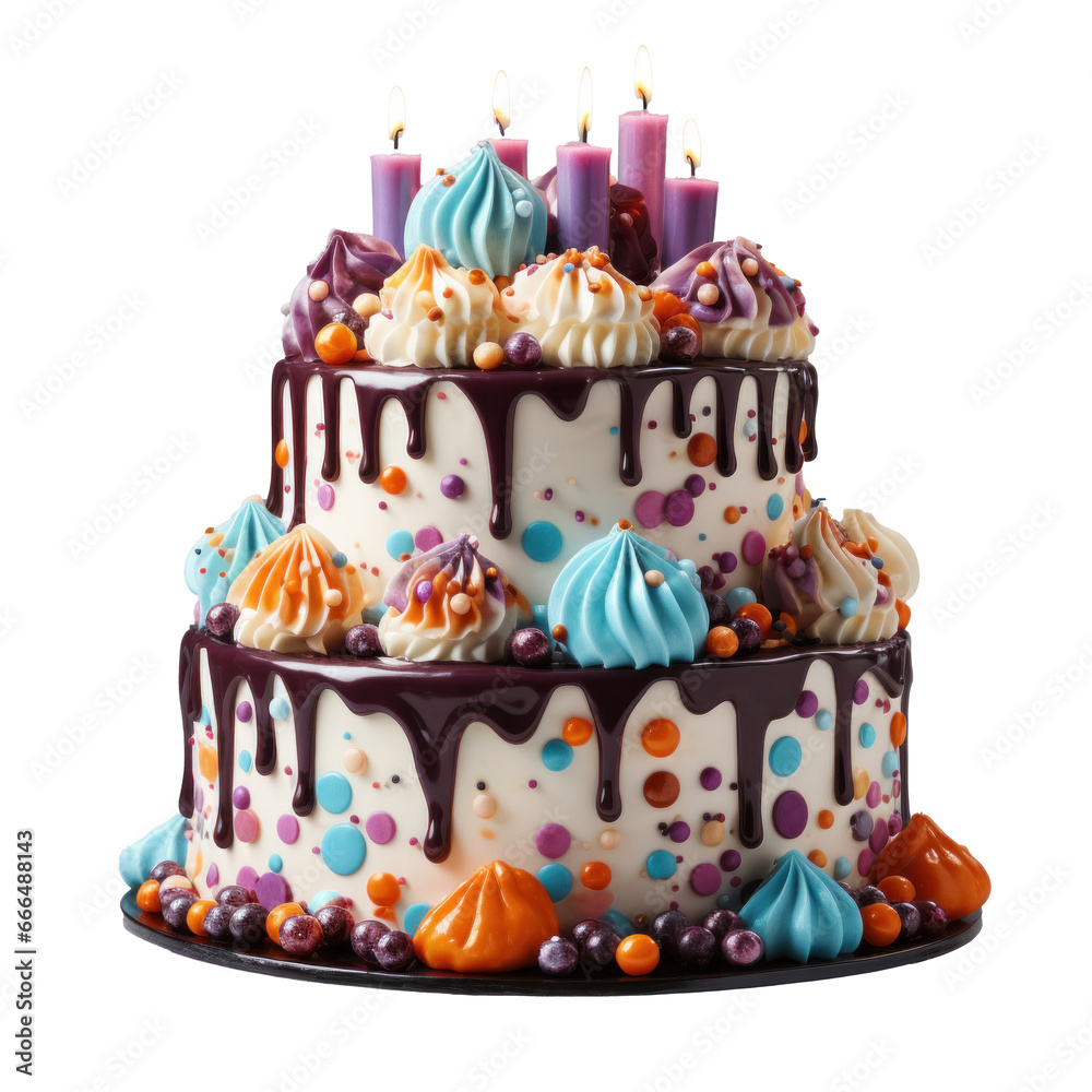 childish vivid birthday cake isolated