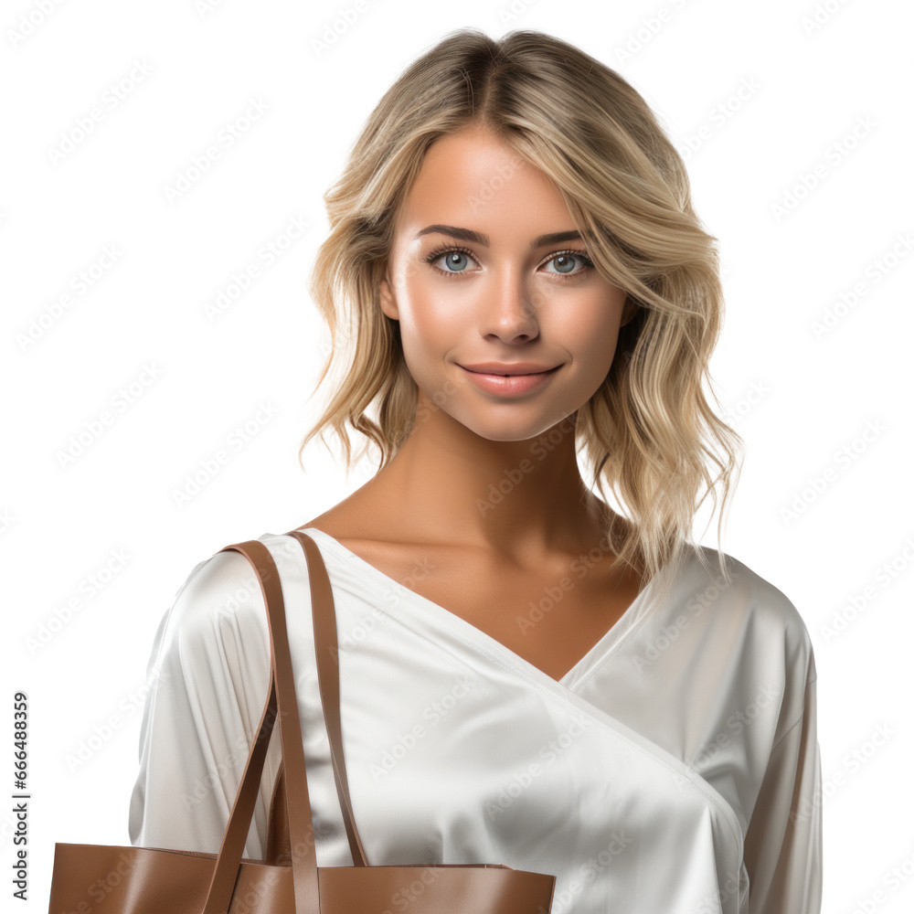 woman with shopping bag isolated