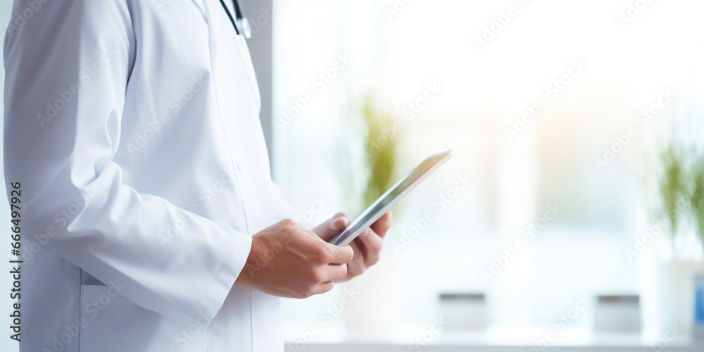 Doctor using digital tablet. Quality modern healthcare concept. Generative AI