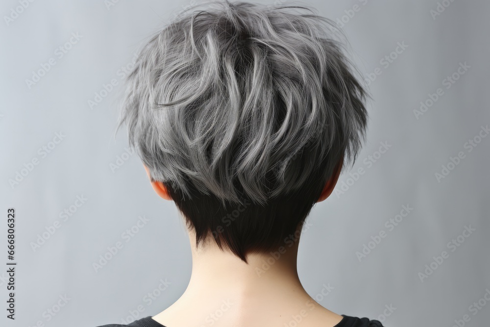 Haircuts for women with dark ash color hair, small perm, bob cut and short hairs, For women barber shops, Hair treatment therapy concept.