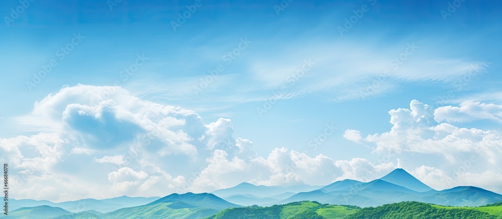 World Environment Day Blue sky green mountains and beautiful clouds