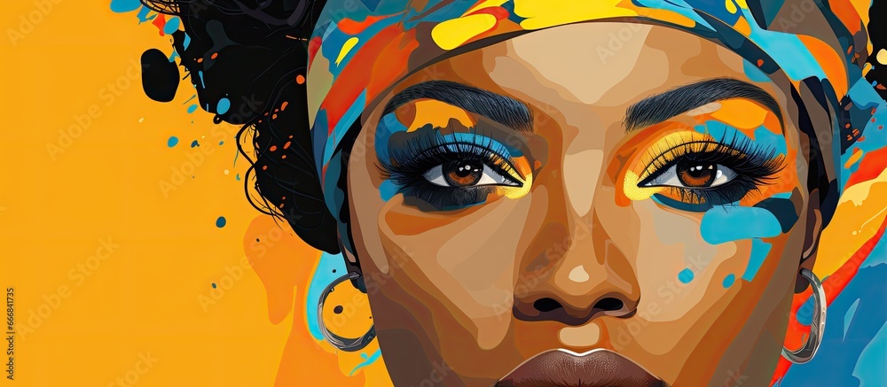 Modern pop art painting of an African woman with black hair emphasizing the importance of Black lives