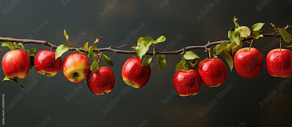 Apples on branch ready to pick