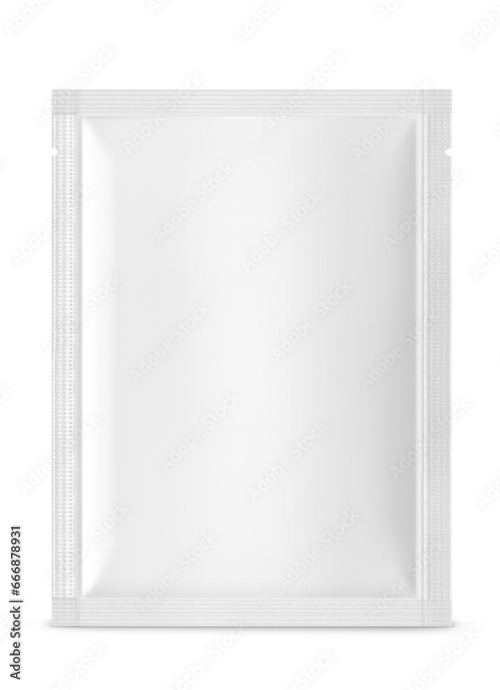 Empty product packaging bag mockup isolated on white background.