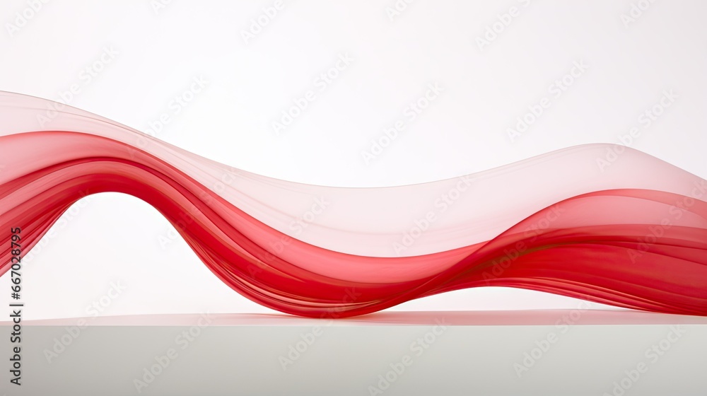  a red and white wave of liquid on a white surface.  generative ai