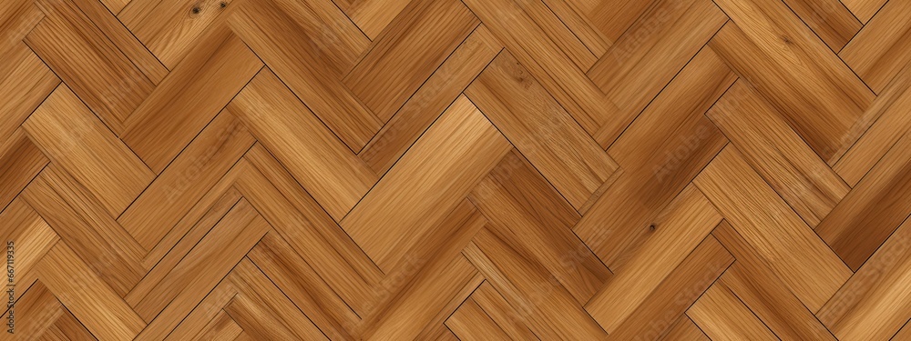 Seamless classic parquet wood floor background texture. Tileable stained brown redwood, oak, pine hardwood woven checker repeat pattern. Wooden laminate, linoleum tiles