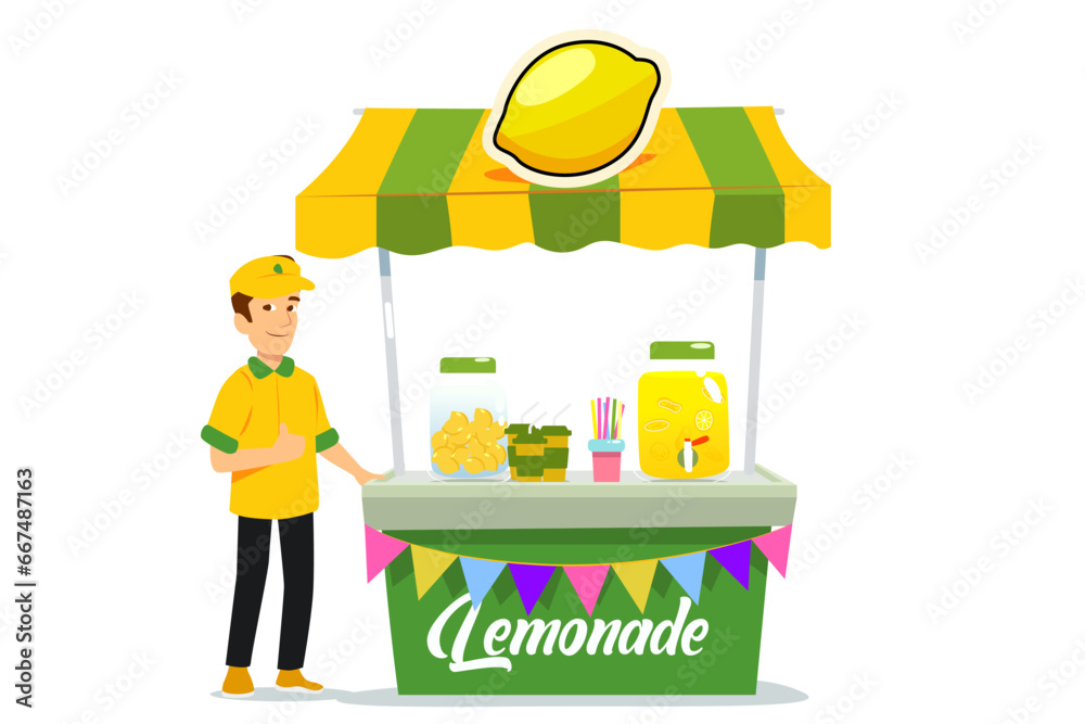 Lemonade Stand Vendor Vector Illustration