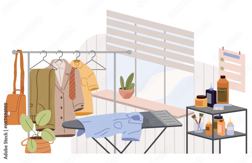 Clothing care. Vector illustration. Give your old textiles second chance through upcycling The fabric choice determines comfort clothing The clothing care metaphor teaches us to be gentle