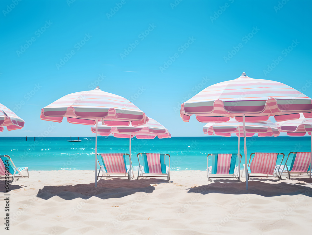 beach umbrellas and chairs