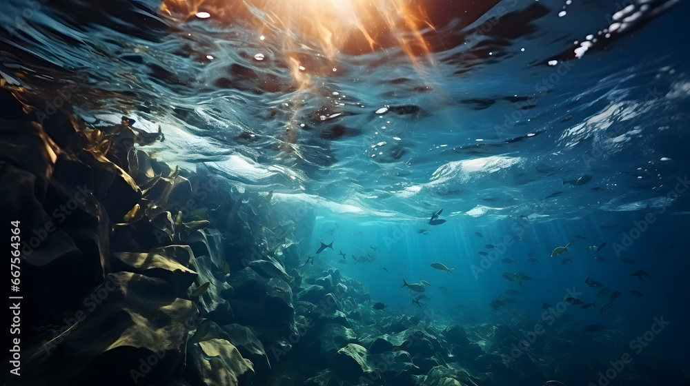 scene with bubbles and waves