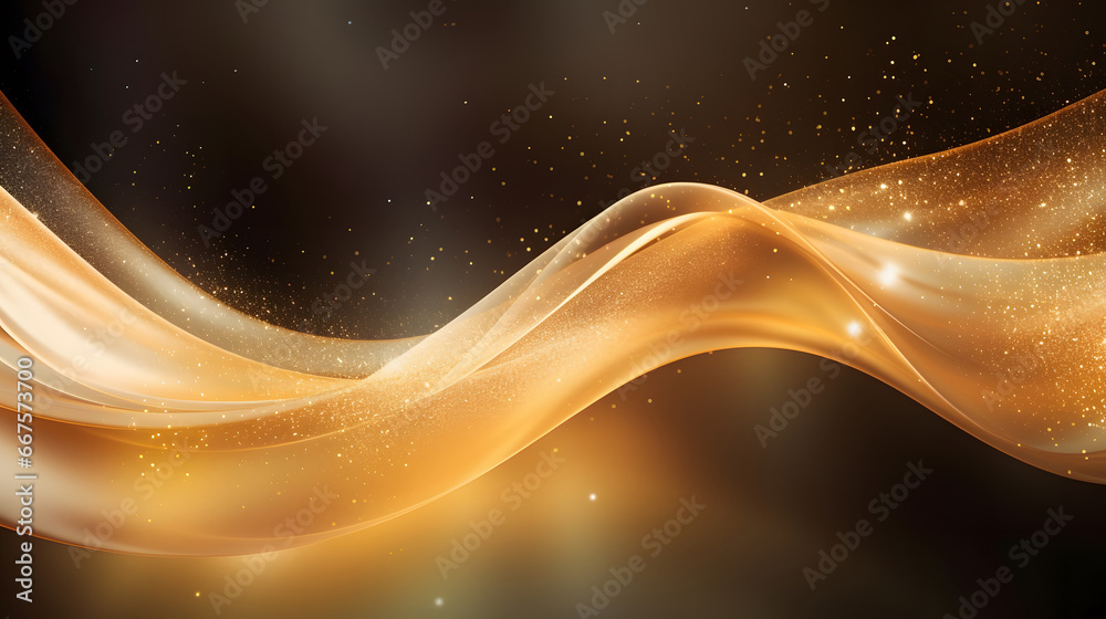 abstract background with gold  glowing lines, gold wave background, particle luxury gold abstract background wavy movement for happy new year and merry christmas festive season