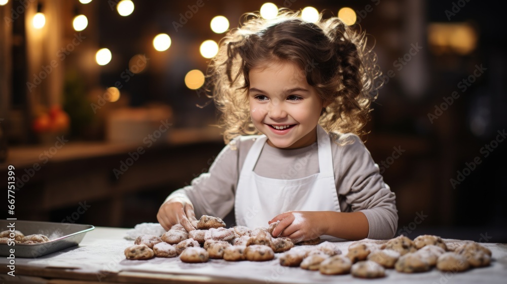 little girl with grown up baking cookies