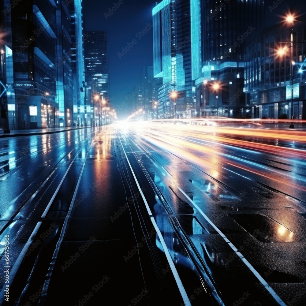 city night road and sense of motion and energy