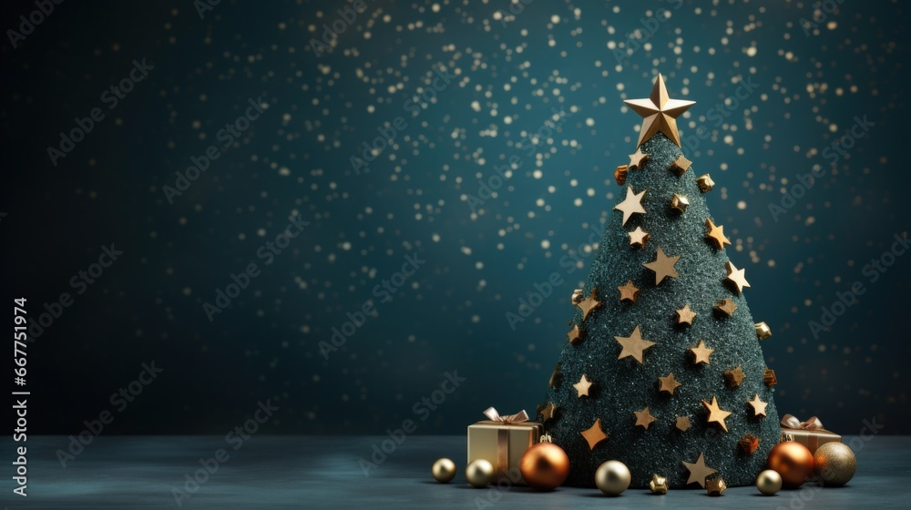 Beautiful magic Christmas Tree minimalist background with space for text