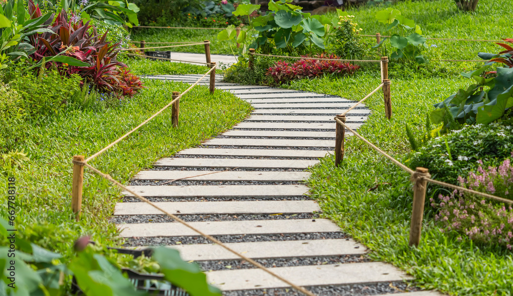 rock path leading through a garden