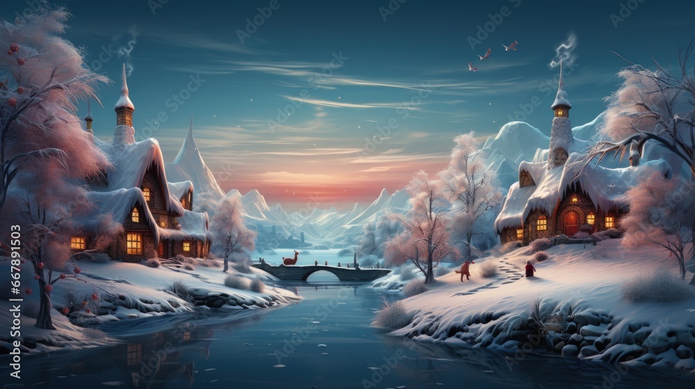 Christmas landscape background