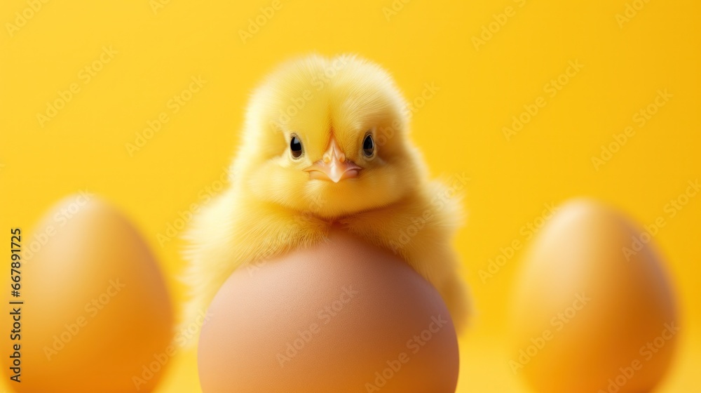 Easter-Themed Postcard Featuring a Small Yellow Chicken in an Eggshell