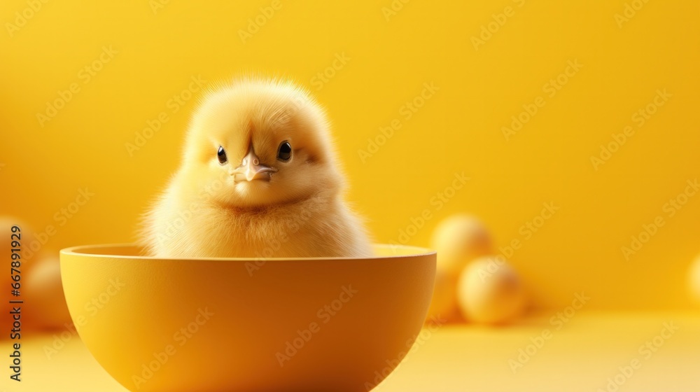 Easter-Themed Postcard Featuring a Small Yellow Chicken in an Eggshell