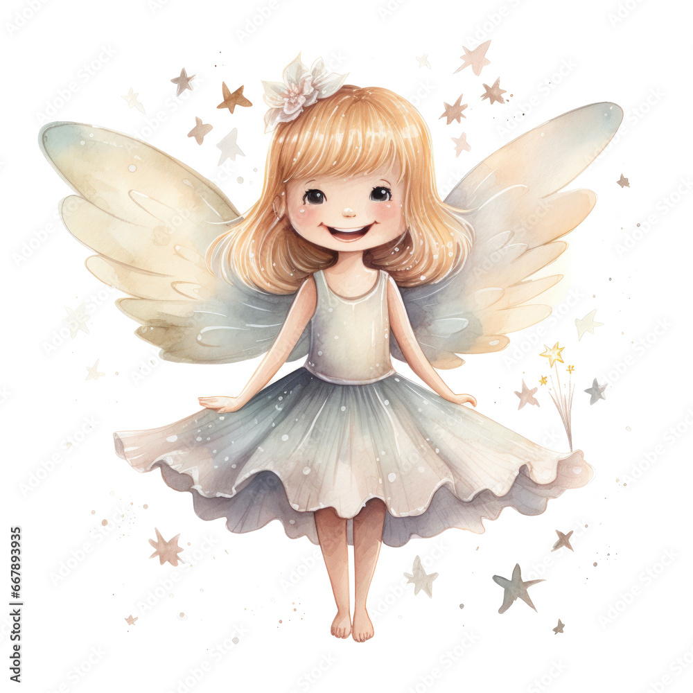 cute waercolor tooth Fairy isolated