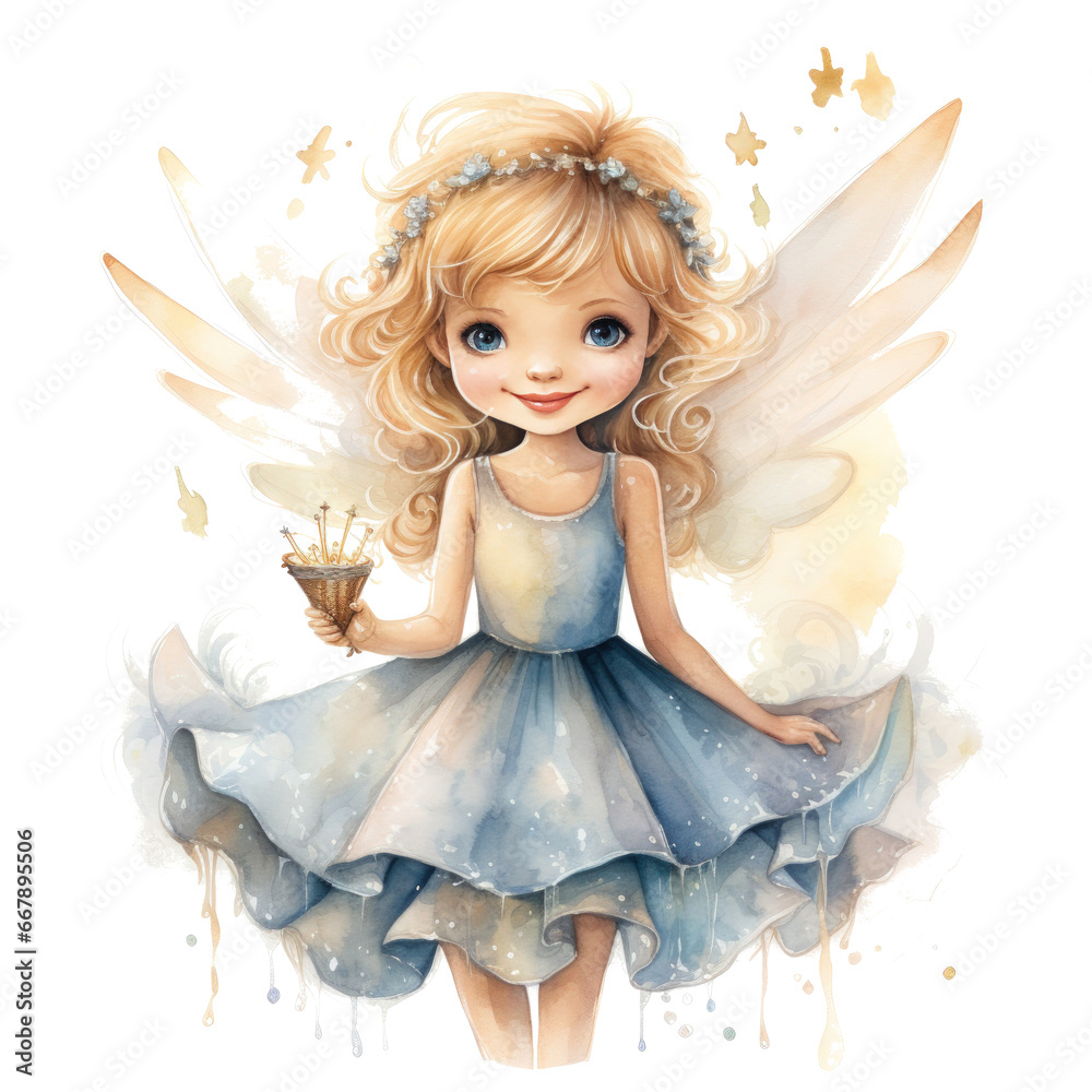 cute waercolor tooth Fairy isolated