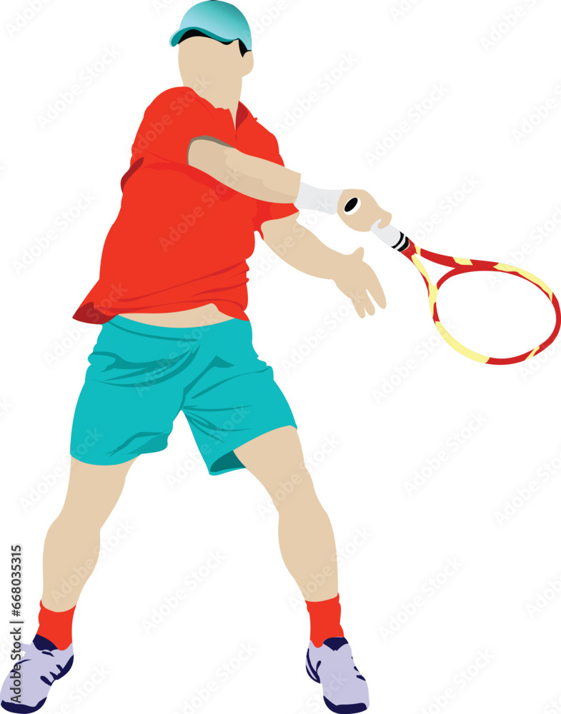 Tennis player. Colored Vector illustration for designers